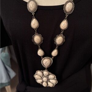 Handcrafted White Stone Statement Necklace - Women Jewelry